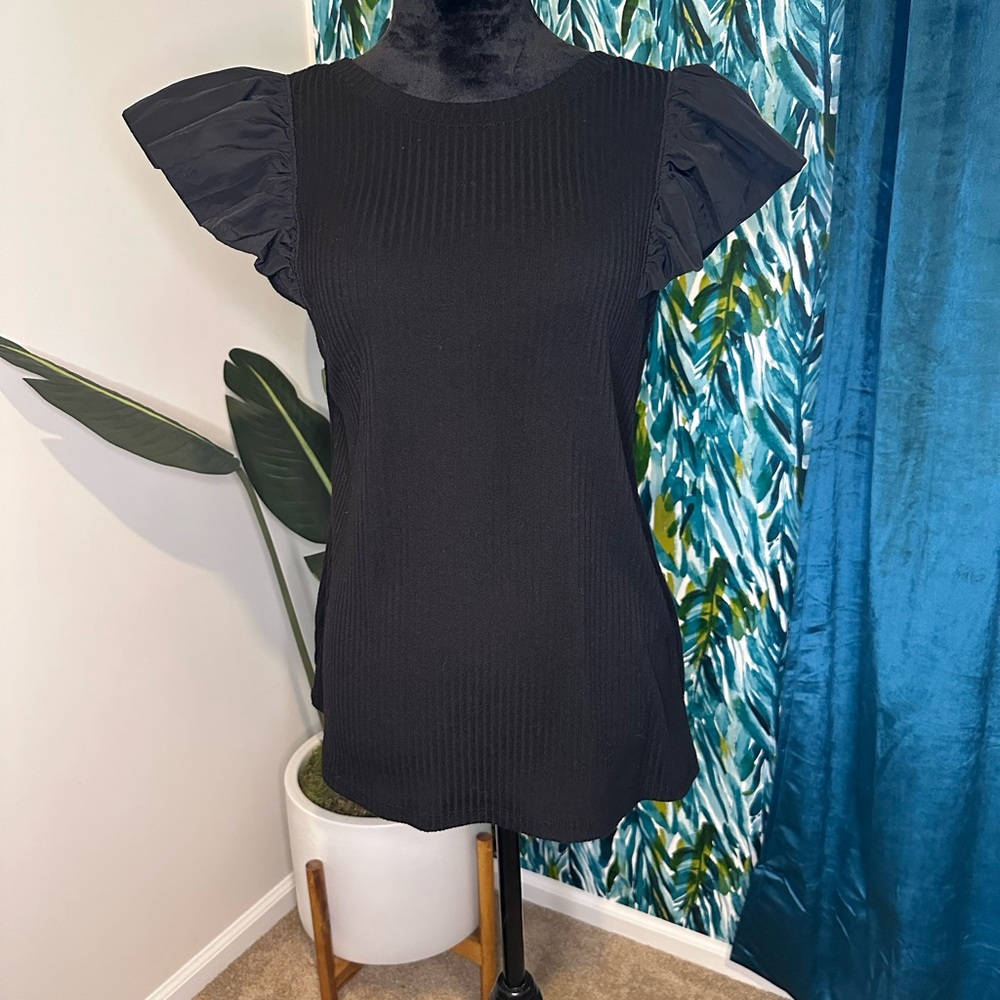 TORRID Black Ruffle Sleeve Top